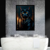  Victorian Medieval Black Cat Gallery Art ポスター