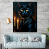  Victorian Medieval Black Cat Gallery Art ポスター