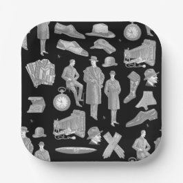victorian men's style antique menswear toile black ペーパープレート