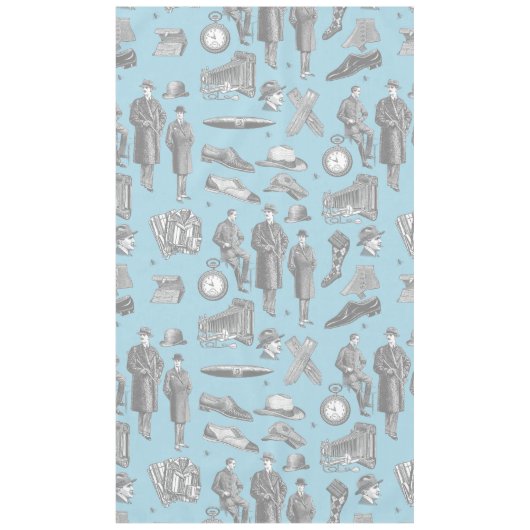 victorian men's style antique menswear toile blue テーブルクロス (正面)