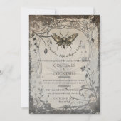 Victorian Moth Gothic Halloween Party Soirée 招待状 (正面)