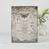 Victorian Moth Gothic Halloween Party Soirée 招待状 (スタンド正面)