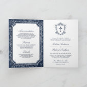 Victorian Navy Blue Catholic QR Code Wedding 招待状 (内部)