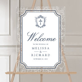 Victorian Navy Blue Catholic Wedding Welcome アクリルサイン
