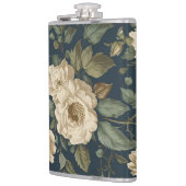 Victorian Navy & Cream Floral Botanical Blanket フラスク (左)