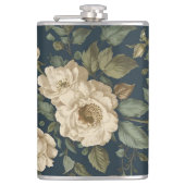 Victorian Navy & Cream Floral Botanical Blanket フラスク (正面)