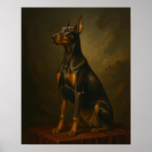 Victorian Oil Painting Portrait Art Doberman Dog ポスター (正面)