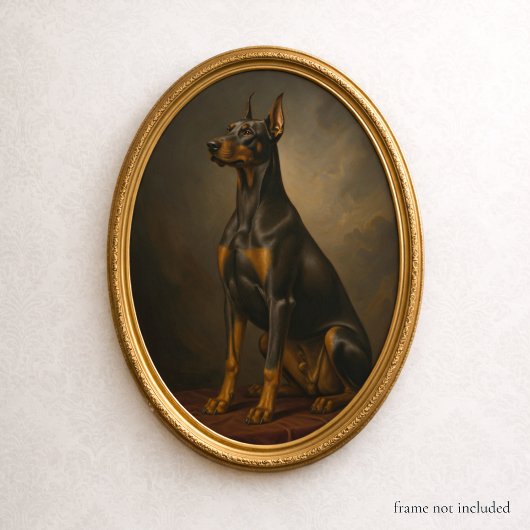 Victorian Oil Painting Portrait Art Doberman Dog ポスター