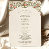 Victorian Ornate Gold Arch & Pink Roses Program 招待状