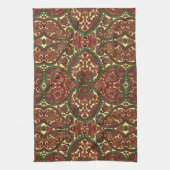 Victorian paisley pattern elegant red green gold キッチンタオル (縦)