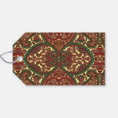 Victorian paisley pattern elegant red green gold ギフトタグ (裏面横)