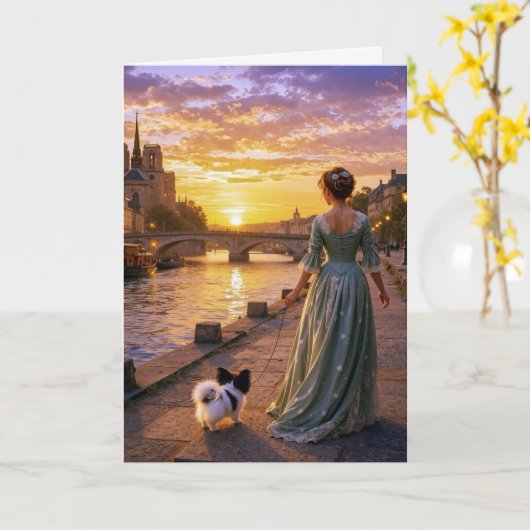 Victorian Papillon In Paris  カード (黄色い花)