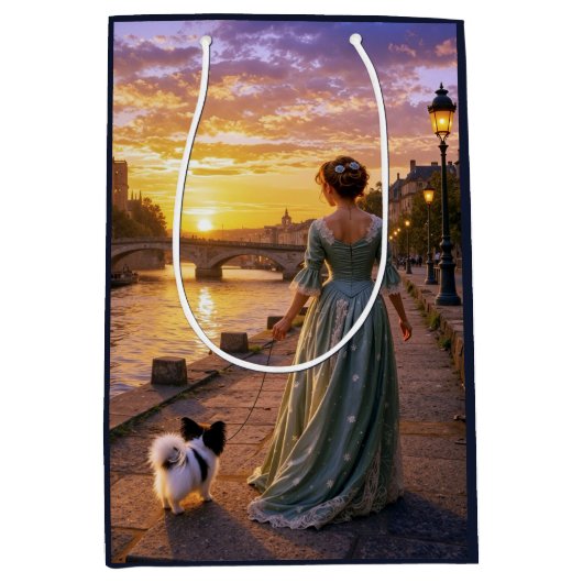 Victorian Papillon In Paris  ミディアムペーパーバッグ (正面)