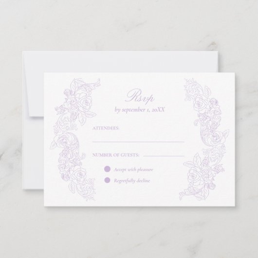 Victorian Pastel Purple Wedding RSVP Card (正面)