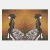 Victorian Peacock Girl Wrapping Paper ラッピングペーパーシート (正面2)