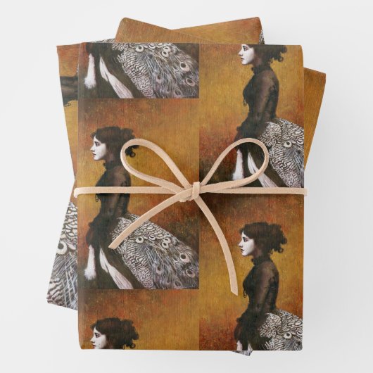 Victorian Peacock Girl Wrapping Paper ラッピングペーパーシート (インサイチュ)