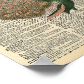 Victorian peacock vintage dictionary page ポスター (角)