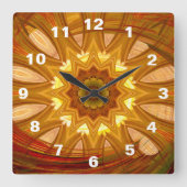 Victorian Peony Red Swirl スクエア壁時計 (正面)