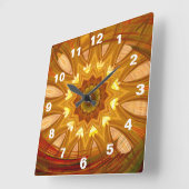 Victorian Peony Red Swirl スクエア壁時計 (傾斜)