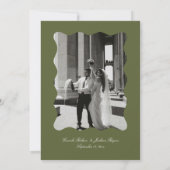 Victorian Photo Olive Green Wedding サンキューカード (裏面)