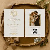 Victorian Photo QR Code Floral Elegant Wedding 招待状