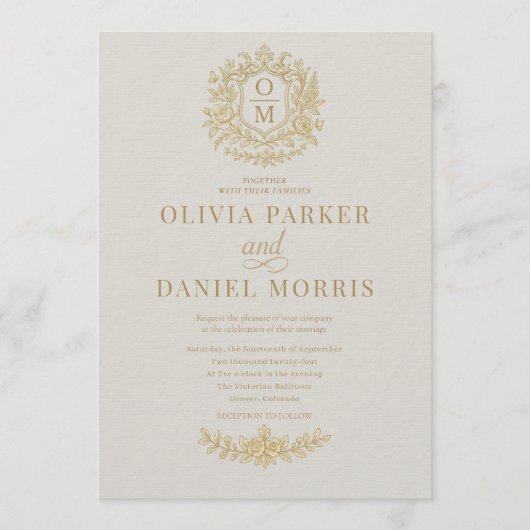 Victorian Photo QR Code Floral Elegant Wedding 招待状 (正面)