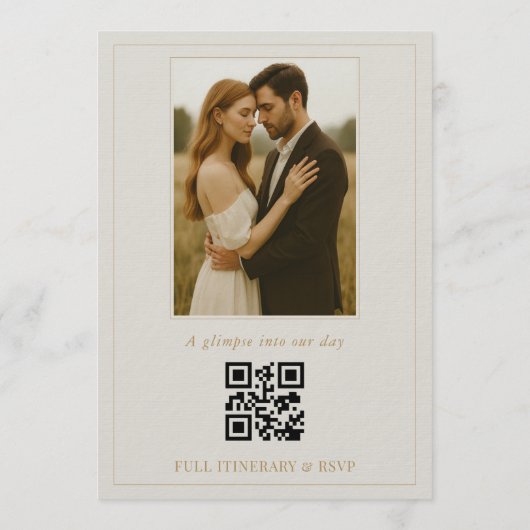 Victorian Photo QR Code Floral Elegant Wedding 招待状 (裏面)