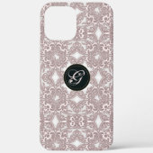 Victorian pink pattern. Monogram. Case-Mate iPhoneケース (裏面)