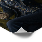 Victorian Pit Bull Gentleman Portrait Print, Blue ポスター (角)
