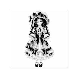 Victorian Porcelain Doll Stamp セルフインキングスタンプ