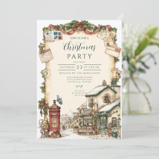 Victorian Postbox Christmas 招待状 (スタンド正面)