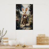 Victorian Rabbit In Jacket A Bouquet Print, Easter ポスター (キッチン)