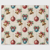 Victorian Red Blue Ornament ラッピングペーパー (フラット)