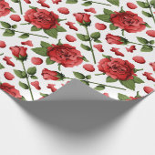 Victorian Red Roses Foliage Botanical Pattern ラッピングペーパー (角)