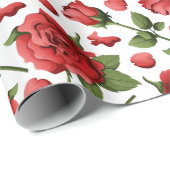 Victorian Red Roses Foliage Botanical Pattern ラッピングペーパー (ロールコーナー)