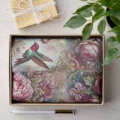 Victorian Romance Pink Rose Hummingbird Decoupage  薄葉紙 (ギフト)