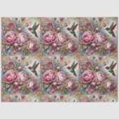 Victorian Romance Pink Rose Hummingbird Decoupage  薄葉紙 (正面)