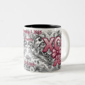 Victorian Romantic Floral Heart Valentine's day  ツートーンマグカップ (正面右)