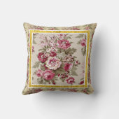 Victorian Rose Bouquet in Pinks, Reds, and Creams クッション (裏面)