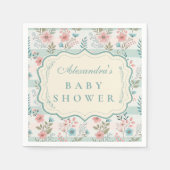 Victorian Rose Lattice Baby Shower スタンダードカクテルナプキン (正面)