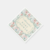 Victorian Rose Lattice Baby Shower スタンダードカクテルナプキン (角)