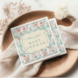 Victorian Rose Lattice Baby Shower スタンダードカクテルナプキン