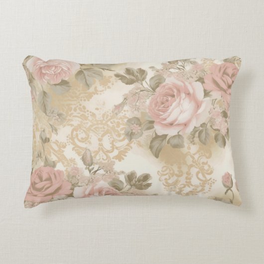 Victorian Roses Print Throw Pillow アクセントクッション (正面)