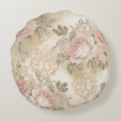 Victorian Roses Print Throw Pillow ラウンドクッション (裏面)