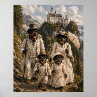 Victorian Rottweiler Family Hiking to Neuschwanste ポスター