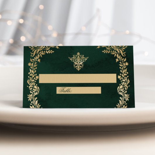 Victorian Royal Wedding  Green and Gold プレイスカード