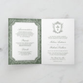 Victorian Sage Green Catholic QR Code Wedding 招待状 (内部)