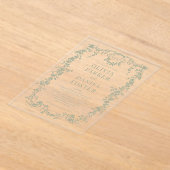 Victorian Sage Green Wedding Monogram アクリル招待状 (レイダウン)