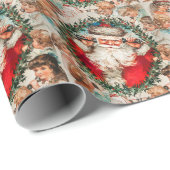 Victorian Santa Claus on Telephone with Children ラッピングペーパー (ロールコーナー)