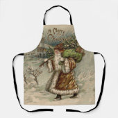 Victorian Santa Claus With Christmas Tree エプロン (正面)